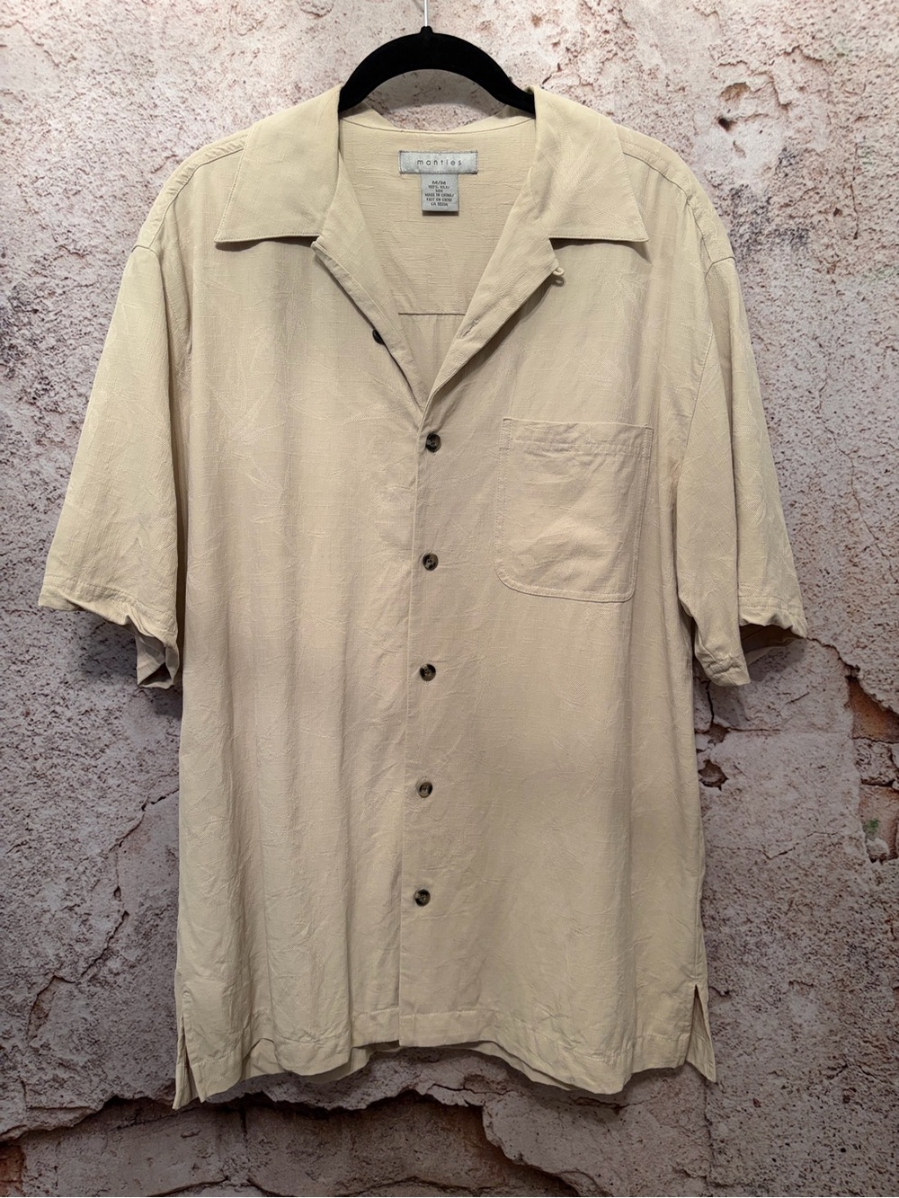 MENS Mantles Silk Beige Dress Shirt